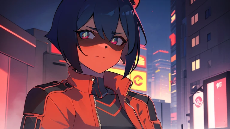 cyberpunk, portrait, Schwarz , Rot neon eyes, stilvoll tragen [Schwarz|Rot] Kleidung steht in einer Stadt, (sonnenaufgang:1.4), Street, kompliziert, fototealistisch , hole body.1.3, ( futuristisches motorrad fahrend:1.4)
