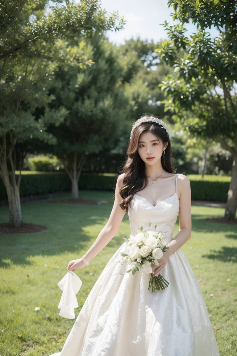 Half neck White weeding dress like christan in weading background