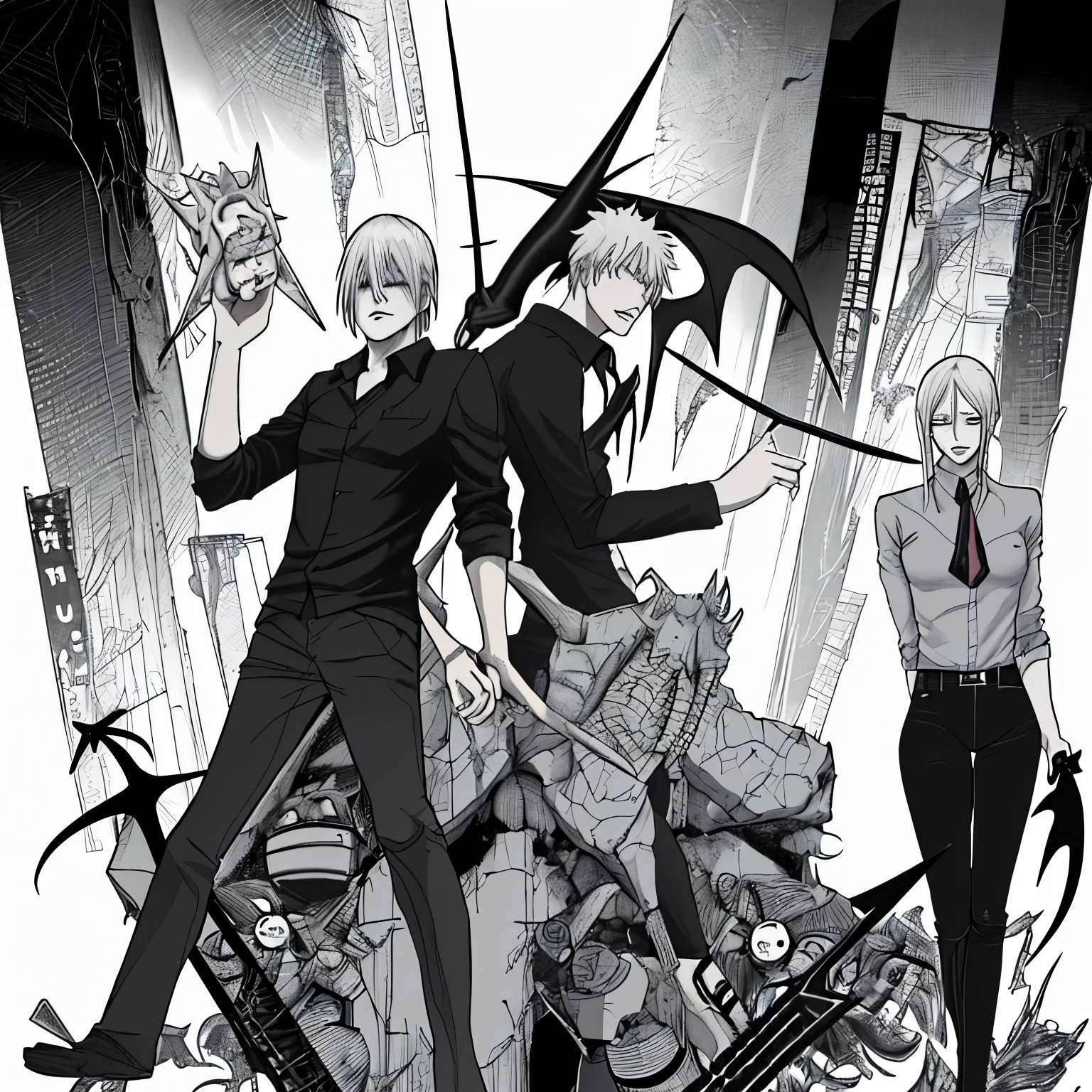 A male character featuring in the new chainsaw man movie. He features  as the trident devil hybrid. Alongside Reze as the bomb devil hybrid as a love couple. 