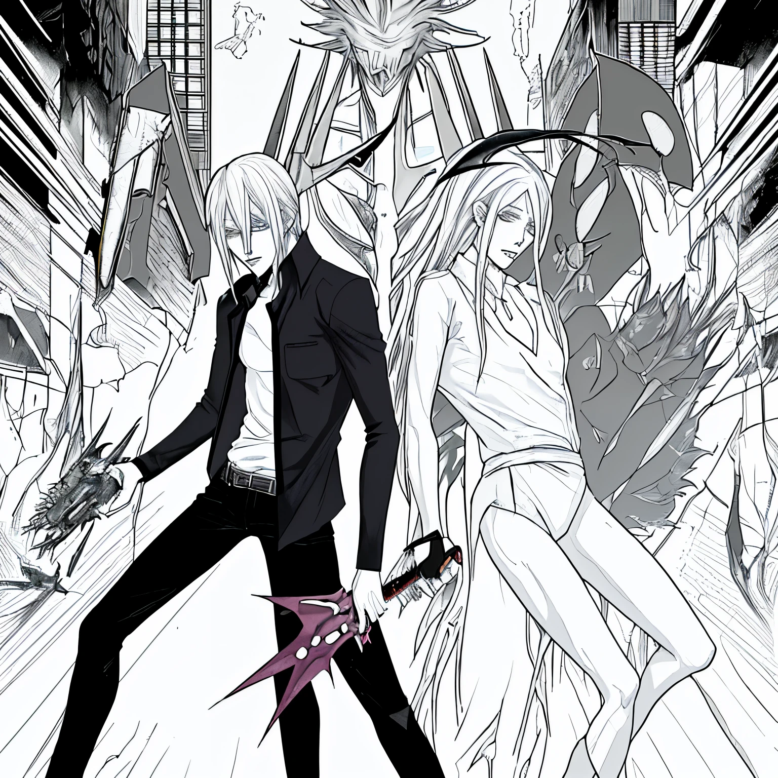 A male character featuring in the new chainsaw man movie. He features as the trident devil hybrid. Alongside Reze as the bomb devil hybrid as a love couple.