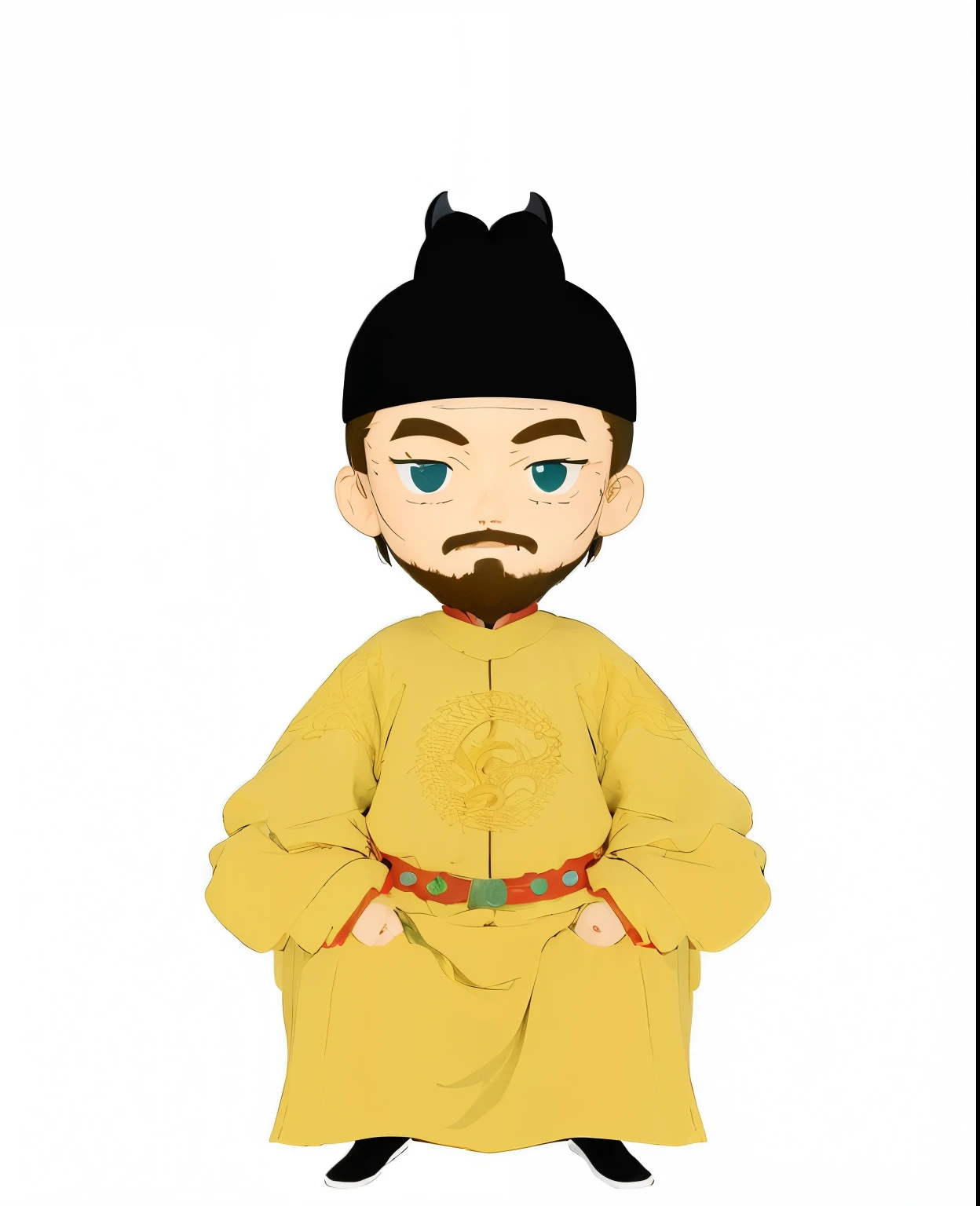 (best quality,8k,highres,masterpiece:1.2),solo,adorable,blind box,3D rendering,HD,white background,chibi,Yellow dragon robe