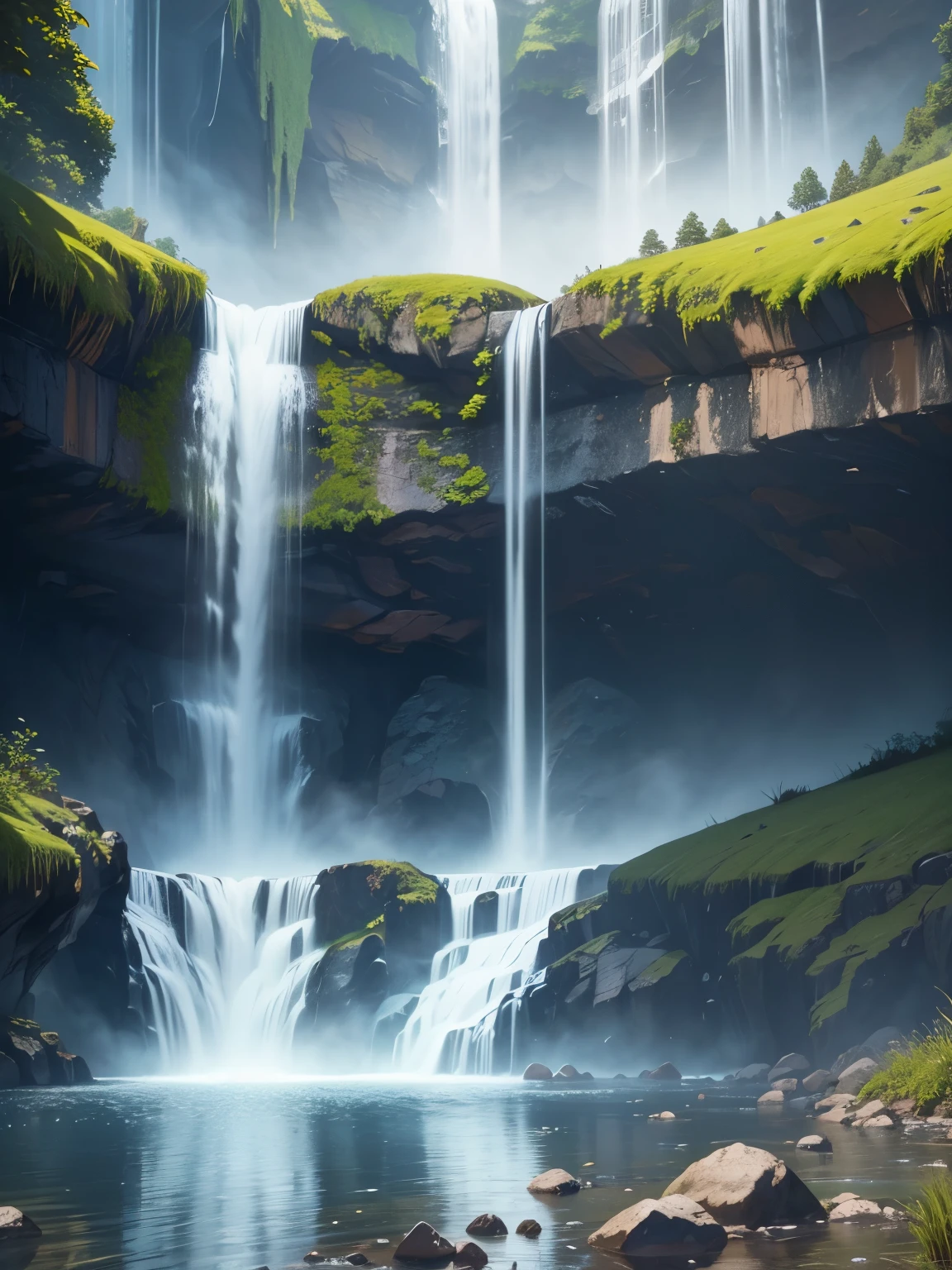waterfall, ultra detailed, high quality, 8k resolution