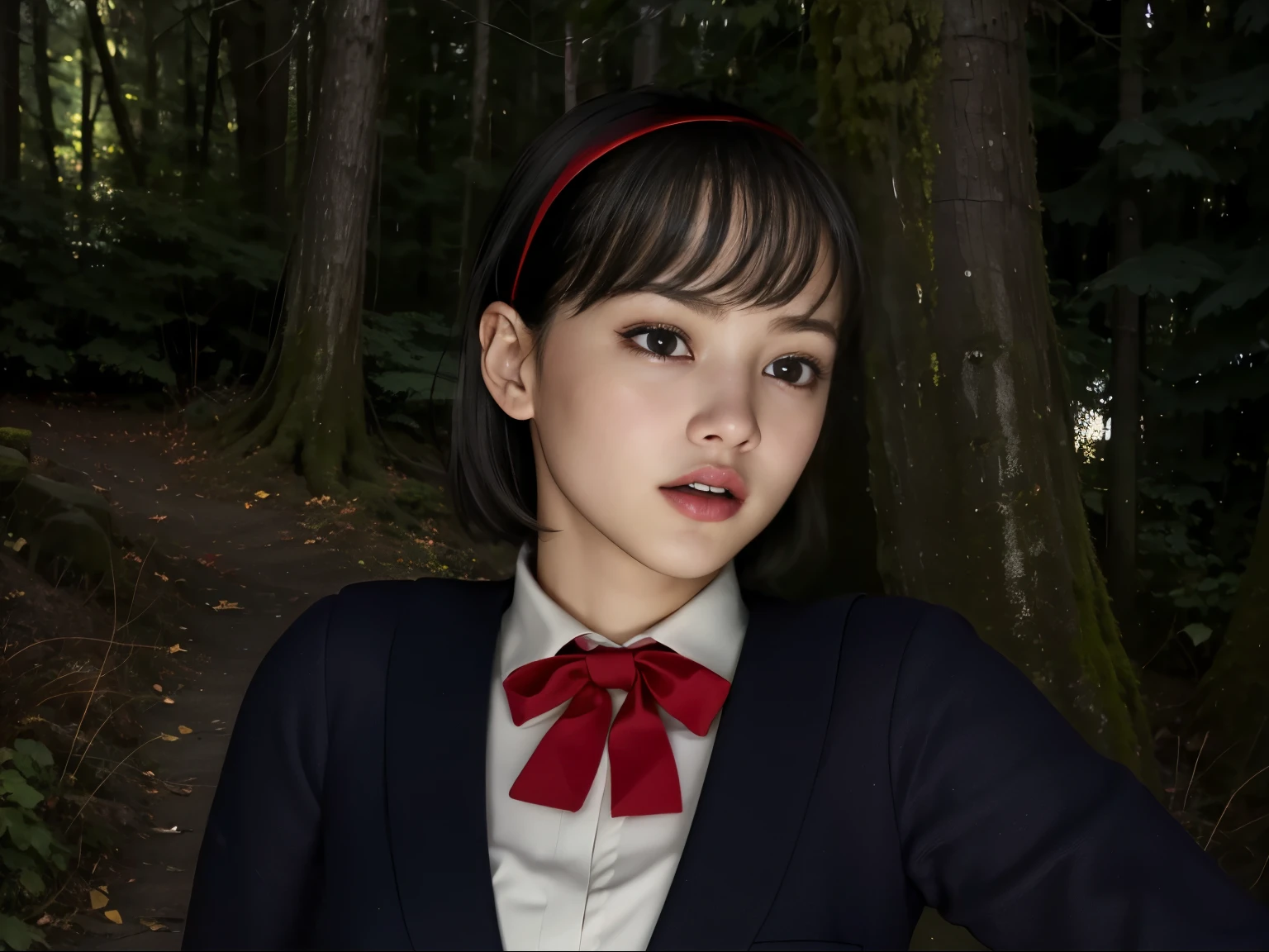 (8K, highest quality, masterpiece:1.2), (realistic, photo-realistic:1.37), Super detailed,highest quality, ultra high resolution, professional lighting, photon mapping, radio city, Physically based rendering, cinematic lighting,  late night path,written boundary depth, sharp focus,sunbeam, good composition,(Bokeh:1.2) 1 girl,alone,(whole body), (closed mouth),fine and beautiful eyes, stop temporarily, tight waist,Japanese high school girl, black hair,messy hair,Short hair fluttering in the wind,(Ulzzang-6500:1.2)
 mix 4, hiqcgbody