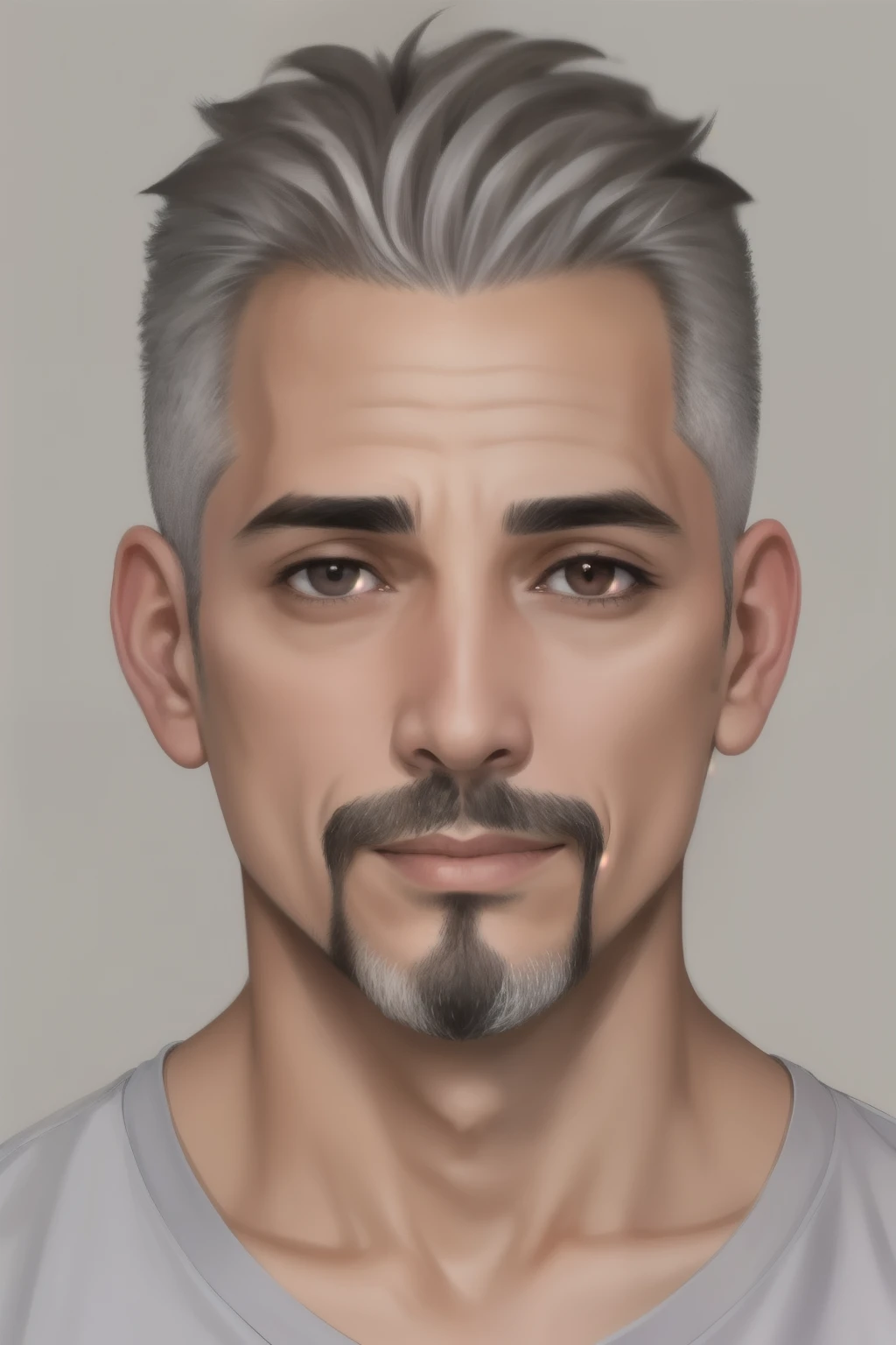 (1man, thin adult spanish male:1.2), brown eyes, gray hair, fade with goatee,