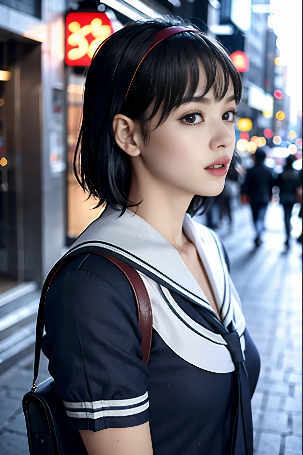 (8K, highest quality, masterpiece:1.2), (realistic, photo-realistic:1.37), Super detailed,highest quality, ultra high resolution, professional lighting, photon mapping, radio city, Physically based rendering, cinematic lighting, late night path,written boundary depth, sharp focus,sunbeam, good composition,(Bokeh:1.2) 1 girl,alone,(whole body), (closed mouth),fine and beautiful eyes, stop temporarily, tight waist,Japanese high school girl, black hair,messy hair,Short hair fluttering in the wind,(Ulzzang-6500:1.2)
mix 4, hiqcgbody