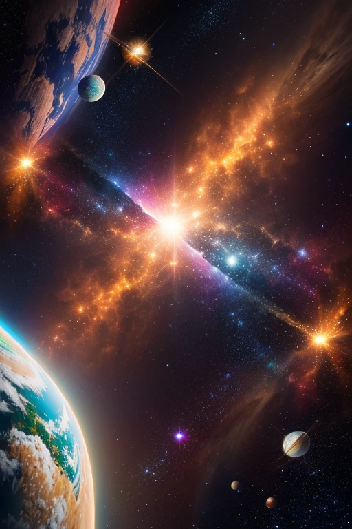 Proclaiming, "We are free!"
Space themed, high definition