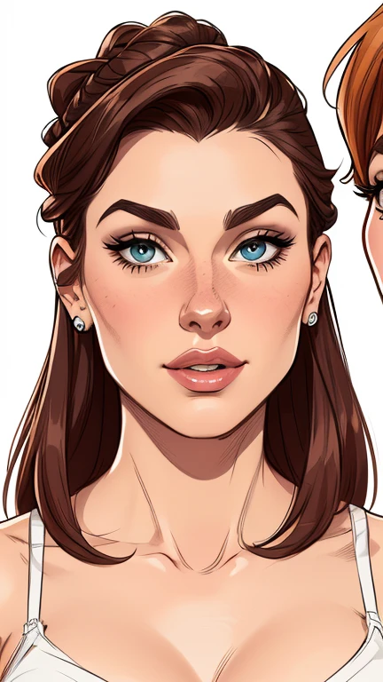 estilo de desenho animado:1.2), draw ART Artline fundo branco mulher Imagem de desenho animado de uma mulher , roupas sensuais , garota super valente destemida , cartoon style illustration, estilo de arte dos desenhos animados, estilo de arte dos desenhos animados, digital illustration style, design de personagens altamente detalhado, arte digital detalhada fofa, City fan art, design de personagem retrato, beautiful digital illustration, retrato de alta qualidade, arte em quadrinhos, retrato do design do personagem, white background Busty without clothes and medium breasts female character cast of friends aged 80'roupas e 80'penteado estilo cartoon