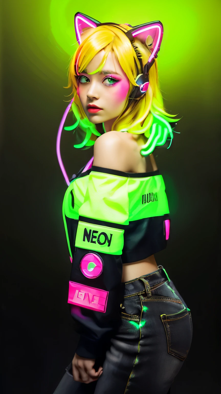 Chica bonita, informatica, hacker, estilo cybergoth, pelo largo, color marron, pecas en su rostro y flequillo, en pijamas bebiendo un cafe, mientras trabaja, modern, dark room, luces de neon, hyperrealismo, trasero grande