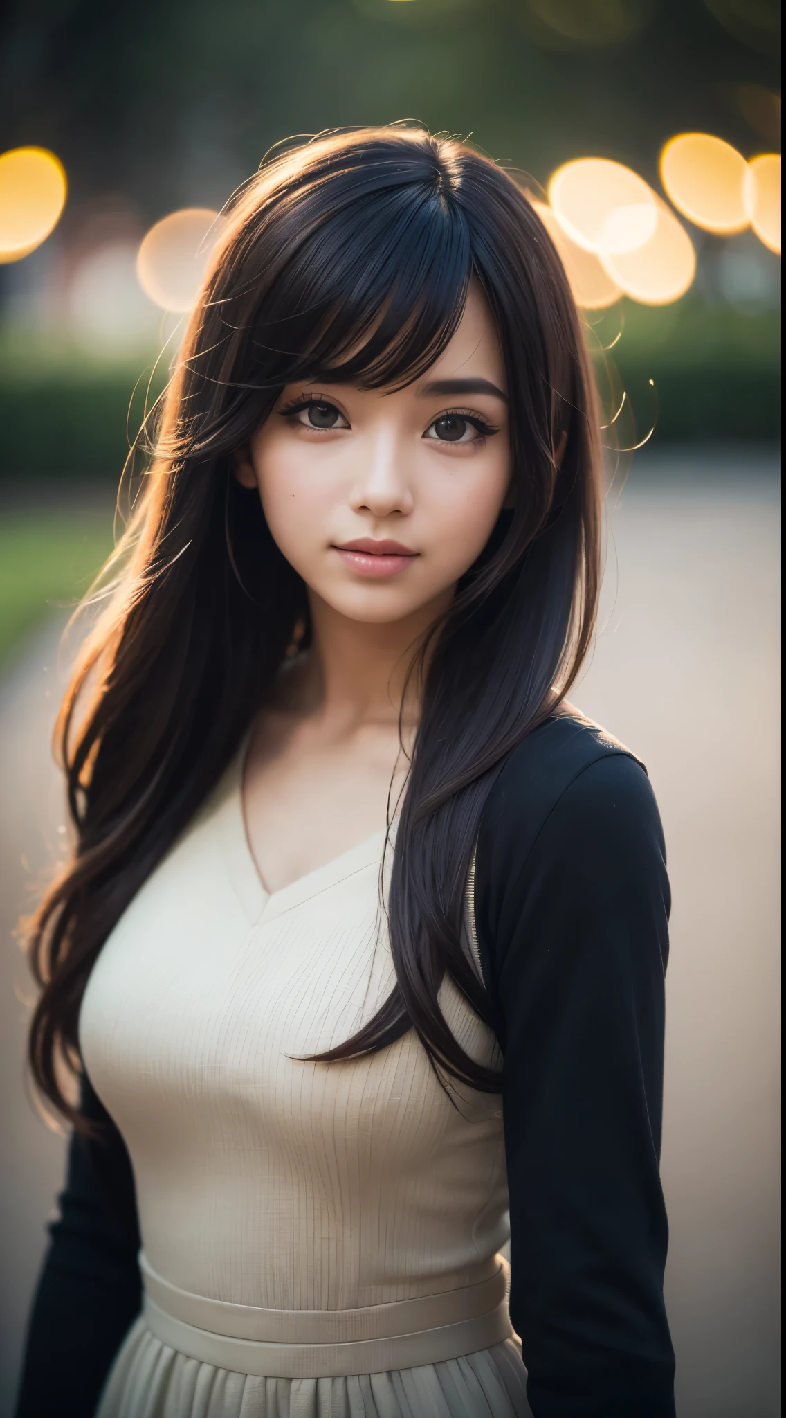 Portrait girl beautiful Bokeh Pelzval. 8K HDR, Photography. Sharpening picture