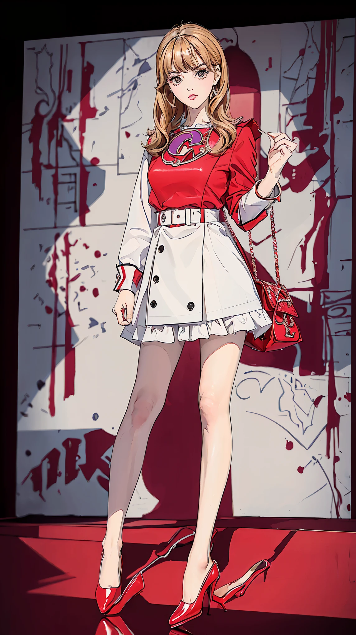 ((best quality,4k,highres,masterpiece:1.2)),((character concept art)), 1 female, age 18. Known for her Barbie-like looks and innovative designs, Lily embodies the role of a young and vibrant fashion designer. Her body language is as captivating as her personality, always exuding confidence and creativity. (((She's wearing a vibrant Moschino Couture Mini Dress, paired with colorful Christian Louboutin So Kate Pumps.))) Her accessories include a playful Chanel Rainbow Boy Bag, a pair of oversized Gucci Crystal Embellished Sunglasses, and a set of stacked rainbow bangles, enhancing her overall look. ((intricate detail)), super finely detailed hands, ultra finely detailed fingers(((ten fingers))), (standing confidently), (full body showcase), (show full body), (no logos on background), (no logo), ((plain background)), ((plain background)), (((empty background))).