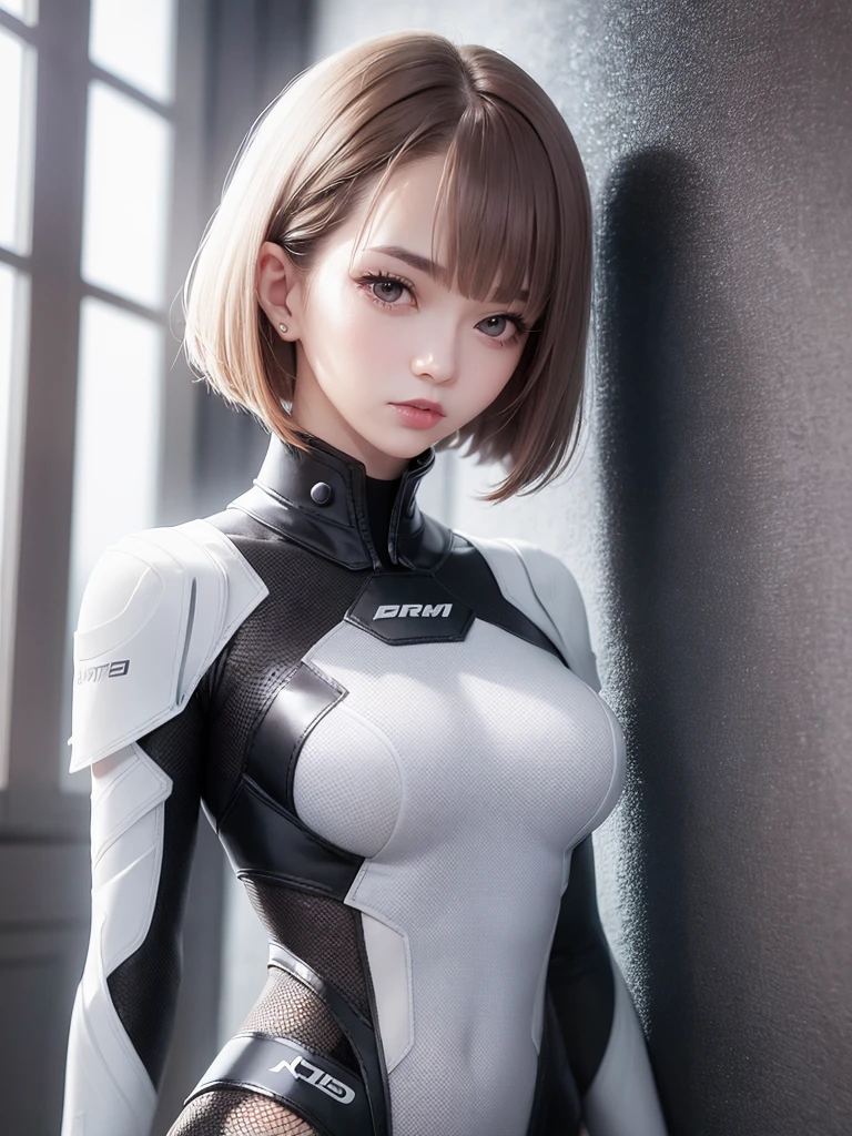 optimum,tmasterpiece,A high resolution,best qualtiy,hyper HD,super detailing,Award-Awarded,16k,独奏,(The upper part of the body),anatomy correct,Beautiful cyberpunk girl,Ex Machina,cute face,high light,Gradient Beige Hair,Hairline,((Scarlet eyes)),long eyelasher,Hanging eye corners,White skin of the,(small boobs),(Slim body),((frilld_shirt)),((hot pant)),(),ear studs,(neck rings),(Laser material clothing:1.2)