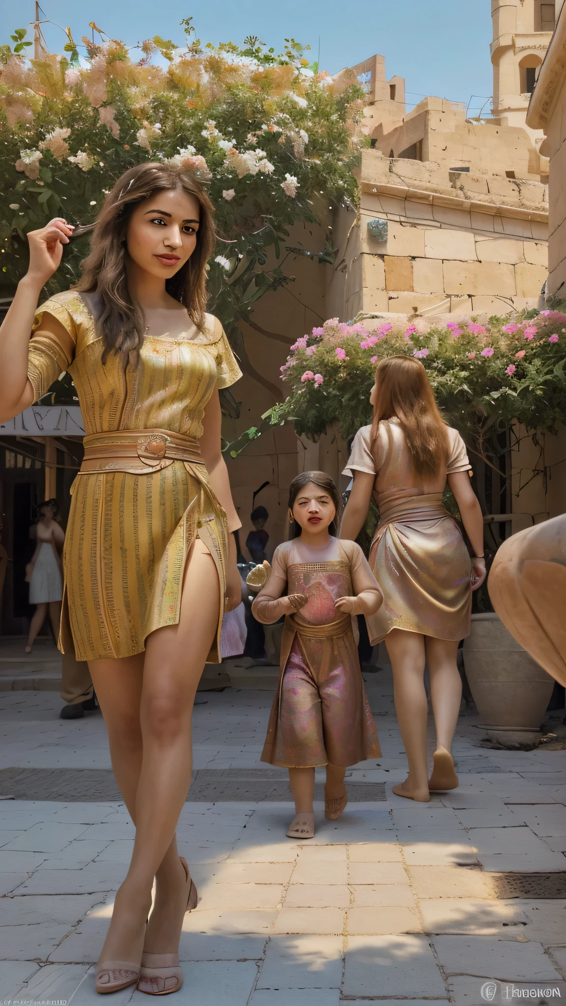 The city of Alexandria, known for its historic origins from the time of Alexander the Great, is brought to life in this stunning artwork. With its rich history and breathtaking beauty, the scene depicts people cheering in the vibrant streets.
The main scene showcases the architectural marvels of ancient Alexandria, including the iconic lighthouse and magnificent buildings. The city is bustling with life, as people from all walks of life gather to celebrate the greatness of the city. The vibrancy of the scene is enhanced by the presence of beautiful gardens, adorned with colorful flowers and lush greenery.
The artwork is created using a combination of mediums, seamlessly blending traditional painting techniques with modern 3D rendering. This unique approach adds depth and dimension to the artwork, making it truly captivating.
Additional details bring the artwork to life. Intricate details on the faces of the people capture their emotions and expressions. The eyes, lips, and facial features are beautifully detailed, ensuring that each individual's personality shines through.
The image quality is of utmost importance, ensuring that every detail is crisp and clear. With the best quality, high resolution, and ultra-detailed rendering techniques, the artwork becomes a masterpiece in its own right. The realism and photorealism of the scene make it feel as though one has stepped into this ancient city.
The artistic style of the artwork combines elements of historical portraiture and landscape painting. This fusion brings together the grandeur of the city's architecture with the natural beauty of its surroundings.
The color palette used in the artwork reflects the vibrant and lively atmosphere of Alexandria. Warm and inviting tones dominate the scene, evoking a sense of celebration and joy.
The lighting in the artwork is carefully crafted to highlight the key elements of the scene. Soft, warm light bathes the city, casting subtle shadows and adding depth to the compos