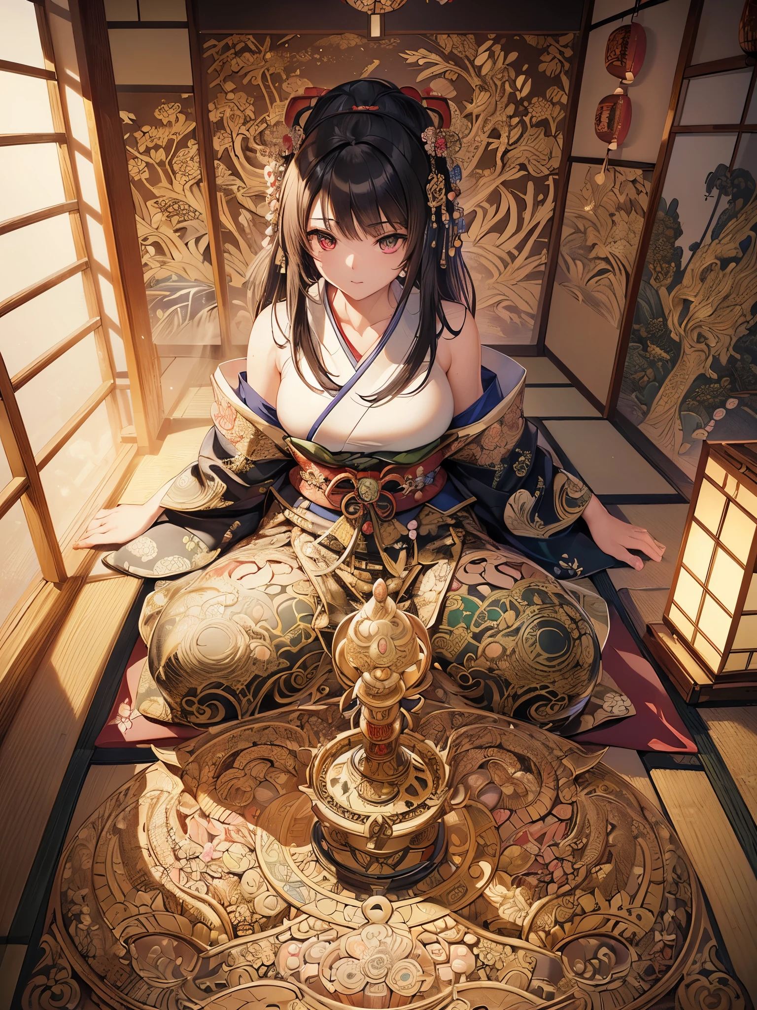 ((highest quality)),(ultra high resolution),(Super detailed),(detailed description),((best CG)),(best work of art),super precision art,amazing drawing art,(Japanese-style fantasy art with intricate details:1.5), Immortal,forever,Long,