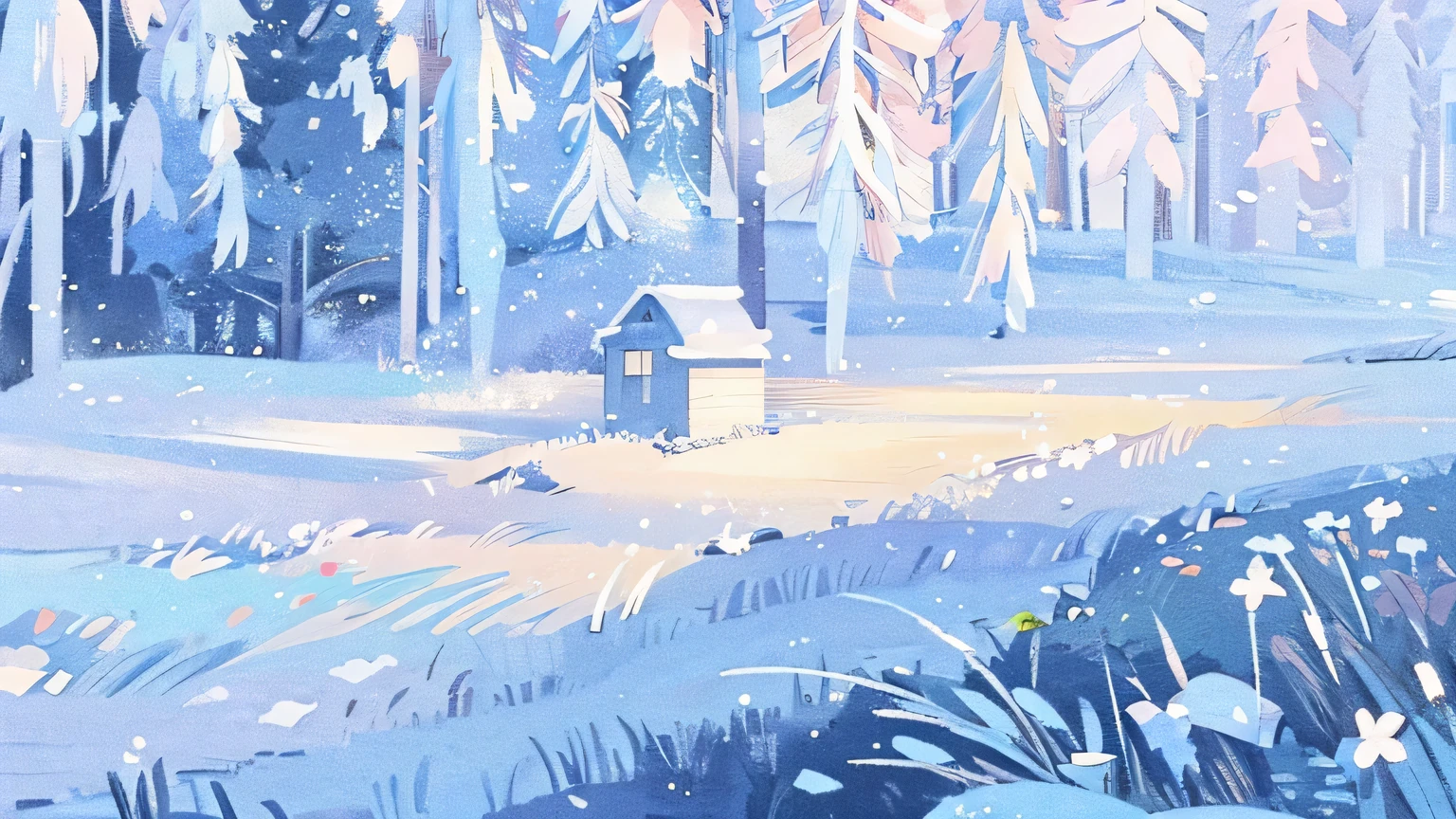 Pointillism, an anime, everyday life, story one scene, the lingering scent of winter, memories, the end of winter is , aesthetic, emotional, nostalgic, intricate illustration, elaborate, faded color