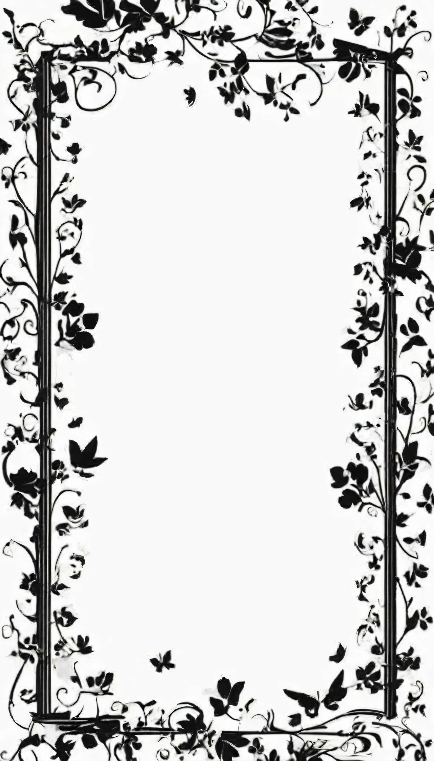 6x9 leaf frame with black and white children's motifs, decorative border.