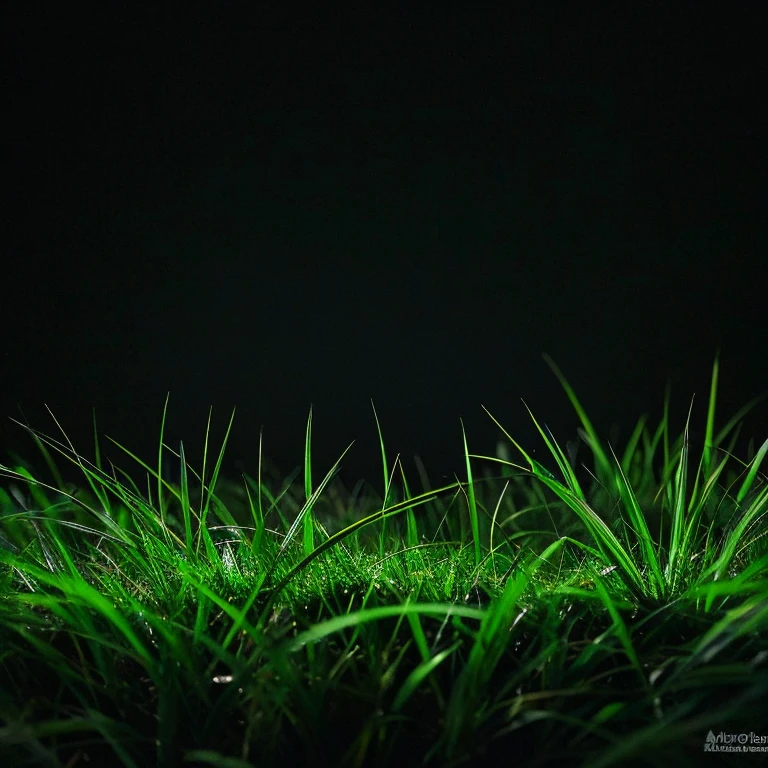 black background,Spiky Grass,The color of the grass is green