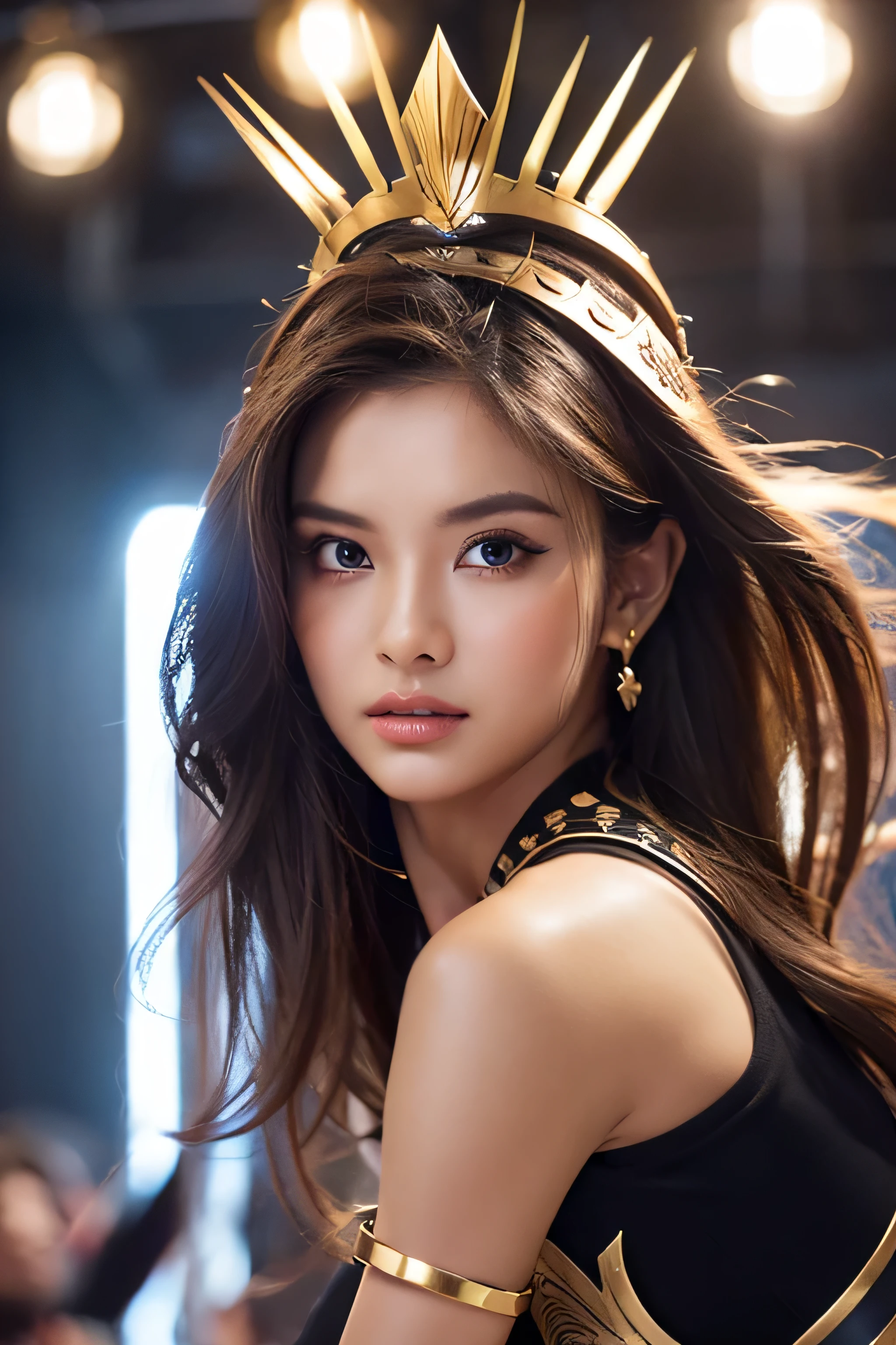 charming beauty、last week、warrior、valkyrie、Equipment、prepare a sword、spirits、attractive oval face、double eyelid、clear eyes、lipstick、beautiful thin legs、Beautiful leg lines、toned ankles、超High resolution、The Super detailed、elegant posture、Expressing adult femininity、highest quality、8K、Super detailed、I、9 heads and bodies、night、move the key、darkness、attraction、brainwashed、evil fall、Movie-like dynamic photos,(Ultra realistic, High resolution), (highly detailed eyes, highly detailed hair, highly detailed face, Highly detailed plump lips,perfect anatomy),(highest quality:1.4), Raw photo, (realistic, photo-realistic:1.37), professional photography, cinematic light, (detailed face: 1.2),look at the audience,((Standing posture)),