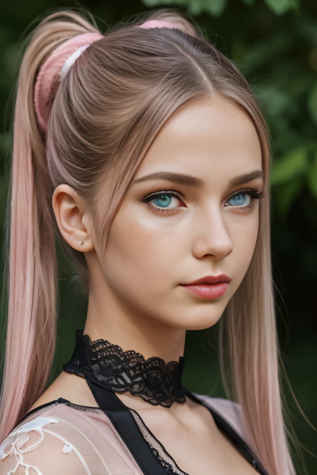 Photo of screaming beautiful French Ukrainian teen :1.6 , (Stunning beautiful), full body photo, 16 years old , 1girl , (So cute) , green eyes color:1.4 ,soft , (( Long eye lashes)) , beautiful eyes , Skinny face , Face focus , slim, , skinny, (( Doll facial features)), she is young and cute, so beautiful , (Ash pink pigtails hair ), (Realistic detailed eyes), long eyelashes, Smokey eye shadows, red lipstick, pink blush, Wearing light turquoise latex lace full body suit , high black latex stockings, Masterpiece, Professional photo , Fantasy , Realistic, Huge image size , Absurd , Best quality ,DoF bokeh, DSLR photography, 8k, 20 megapixel, glamour shoot, contrast, textured skin, light freckles,hard light, gigapixel, flawless face, Side view, White background, Strong straight lighting, light on face