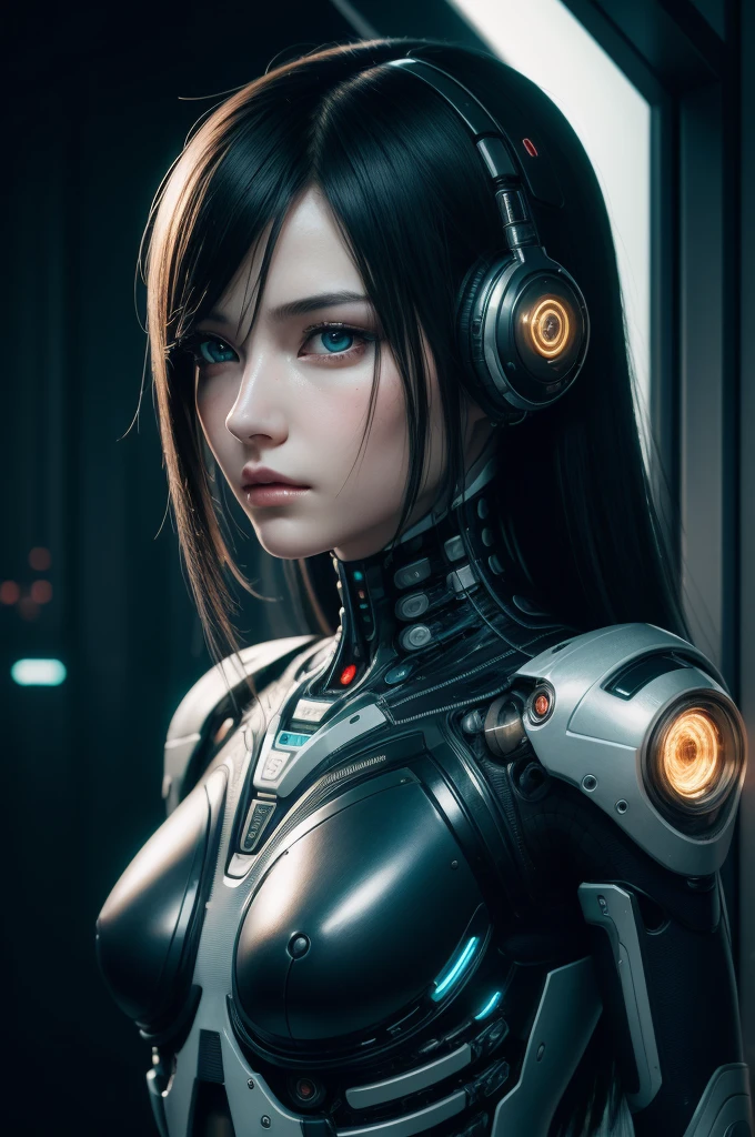 Centered portrait of an ultra detailed Mechanical Cyberpunk Female Android, looking into the camera, intricate, elegant, super highly detailed, smooth, sharp focus, no blur, no dof, extreme illustration, Unreal