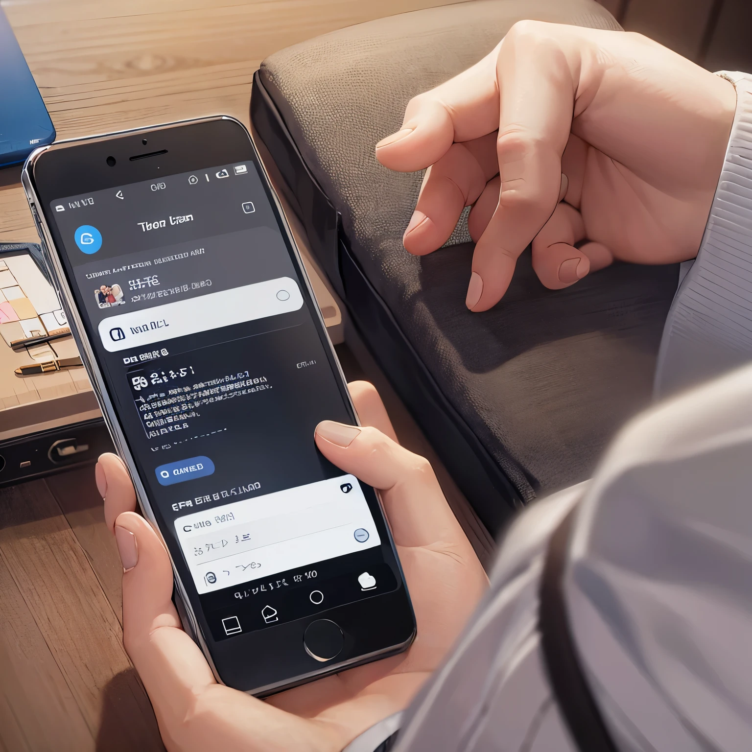 pov hand, smartphone, Incoming call screen、