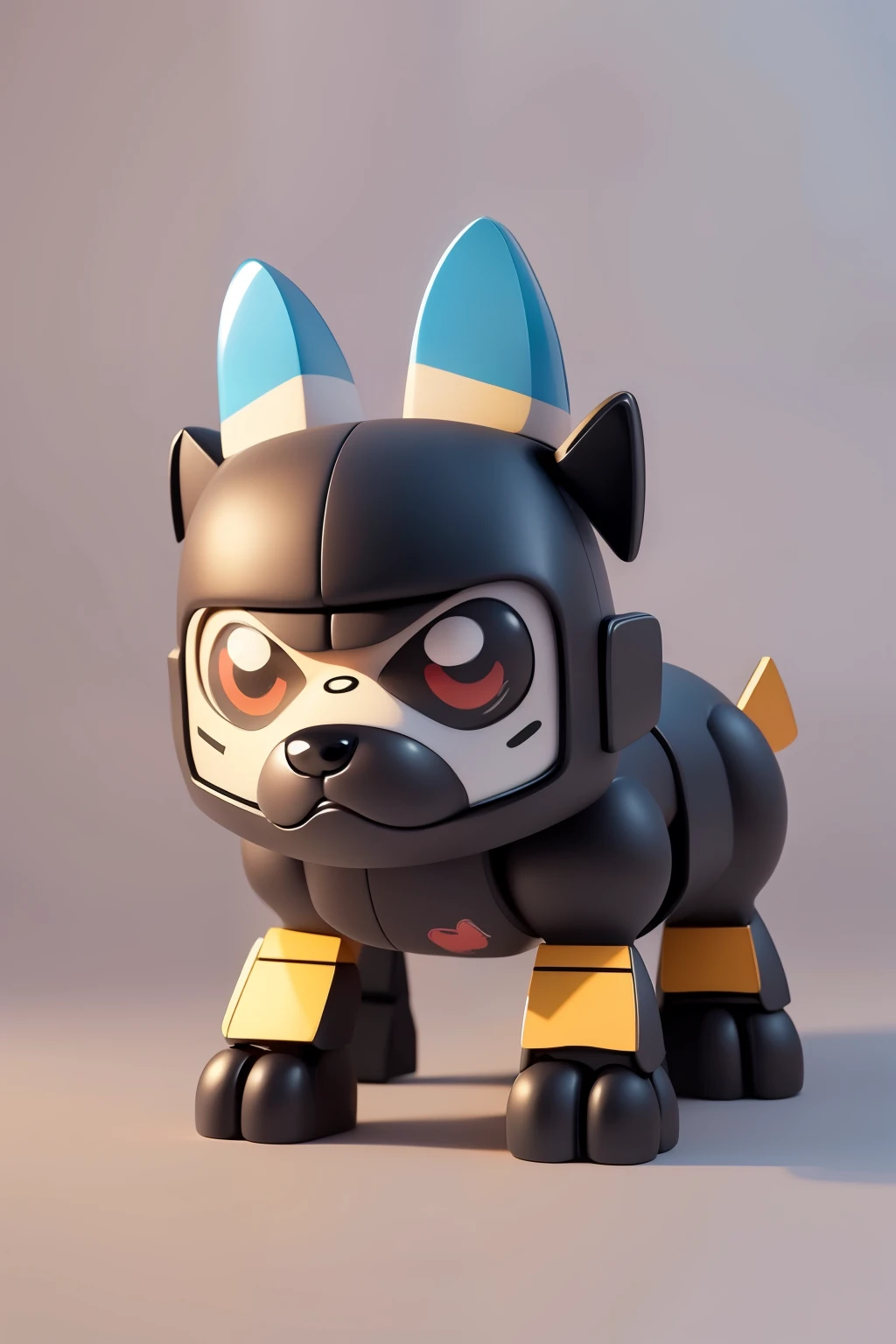 (Hand drawn cartoon style)，(No shadow effect)，(best qualtiy)，A dog animal that looks like a Transformer，P version image