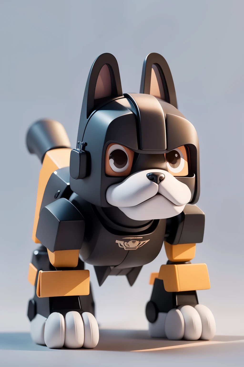 (Hand drawn cartoon style)，(No shadow effect)，(best qualtiy)，A dog animal that looks like a Transformer，P version image