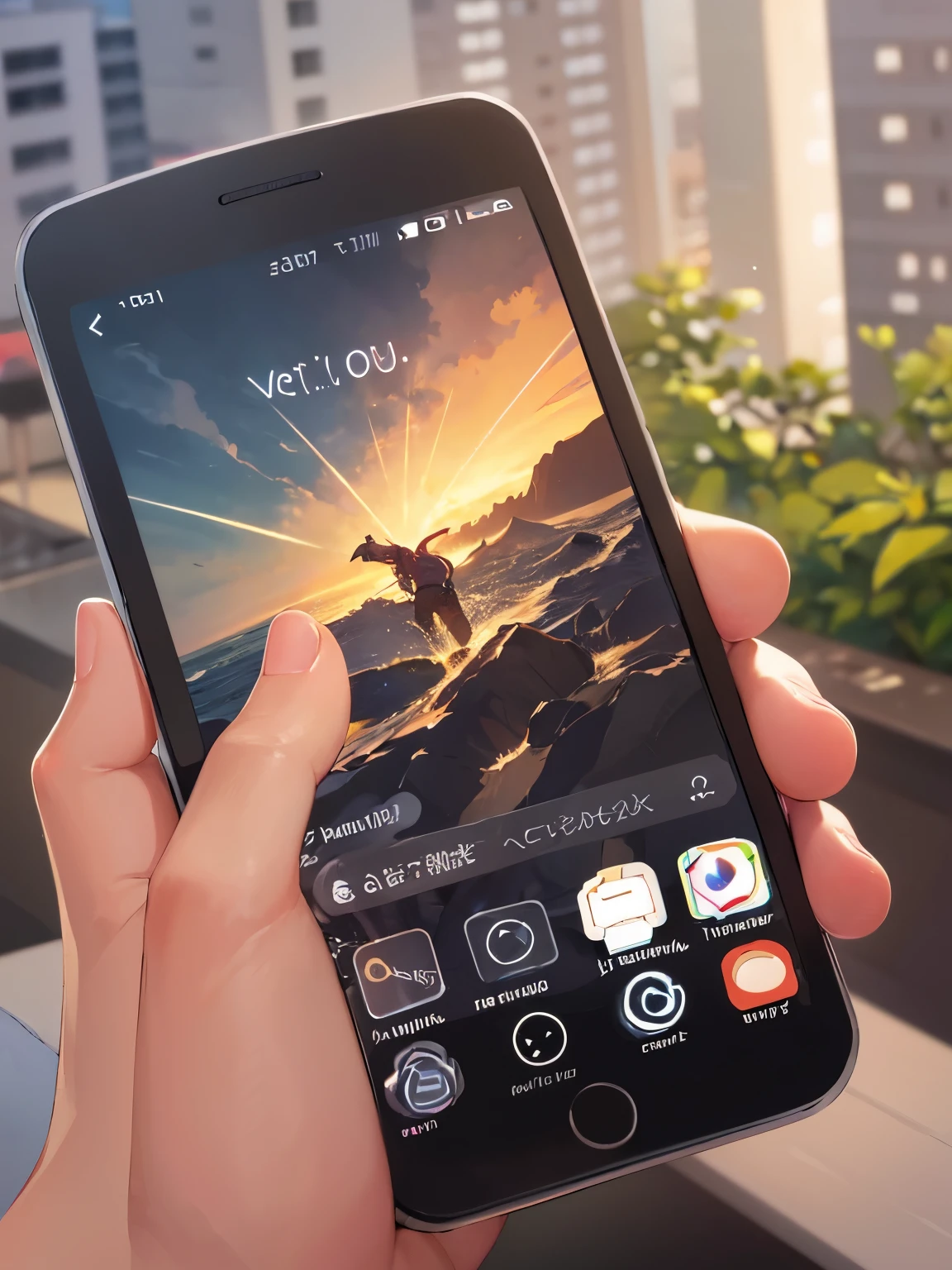 pov hand, smartphone, Incoming call screen、