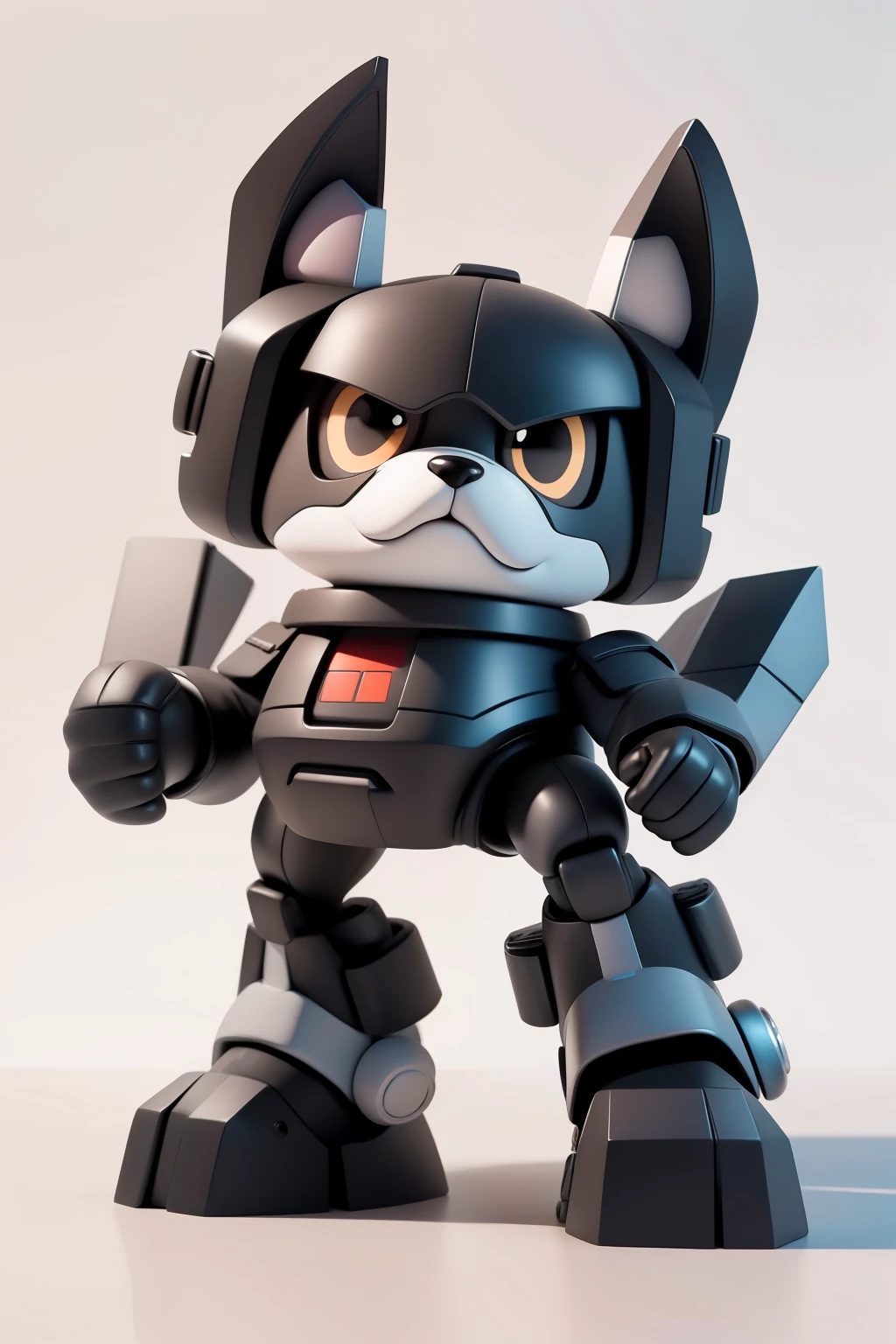 (Hand drawn cartoon style)，(No shadow effect)，(best qualtiy)，A dog animal that looks like a Transformer，Q version image