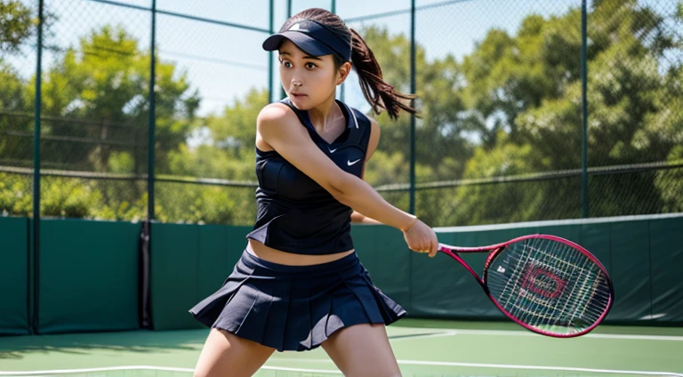 tennis, 1 girl, 1 racket, natural swing