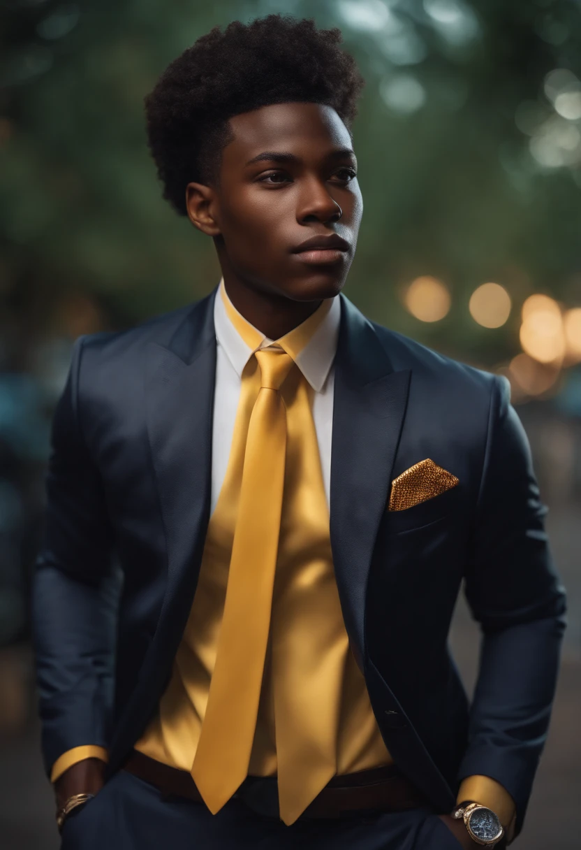 Realistic portrait of a Black boy in a x man suit, super athletic body,best art portrait ever, super detailed, very handsome, random background,in 8k.