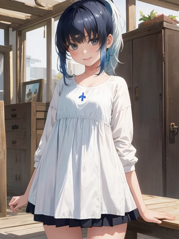 table top, highest quality, High resolution, ram 1, 1 girl, alone, Againmu \(Again:stay night\), blue hair, white thighs, short hair, Againd Eyes, hair above one eye, ribbon trim, hair ribbon, ×hair ornament,big breasts、 table top, Ultra-fine illustration, (table top, highest quality), (realistic:1.37), Raw photo, High resolution, (high definition face), front,
((((1 girl)))), ((( alone ))), Japanese, delicate and beautiful, perfect face, detailed and beautiful eyes, ((smile)), Fair skin, Againal Human Skin, pore, ((((13 years old )))), ((( cute, a bit ))), ((small breasts)), baby face,(((ponytail))),BREAK with black hair and gym clothes,(bloomers:0.7), Standing in the schoolyard,