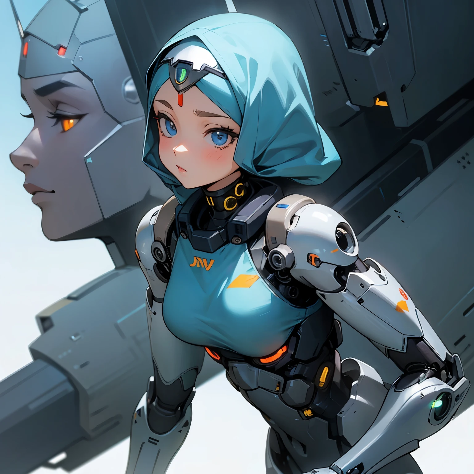 (anime) (detail) (sci-fi) (girl) (hijab Cyborg)