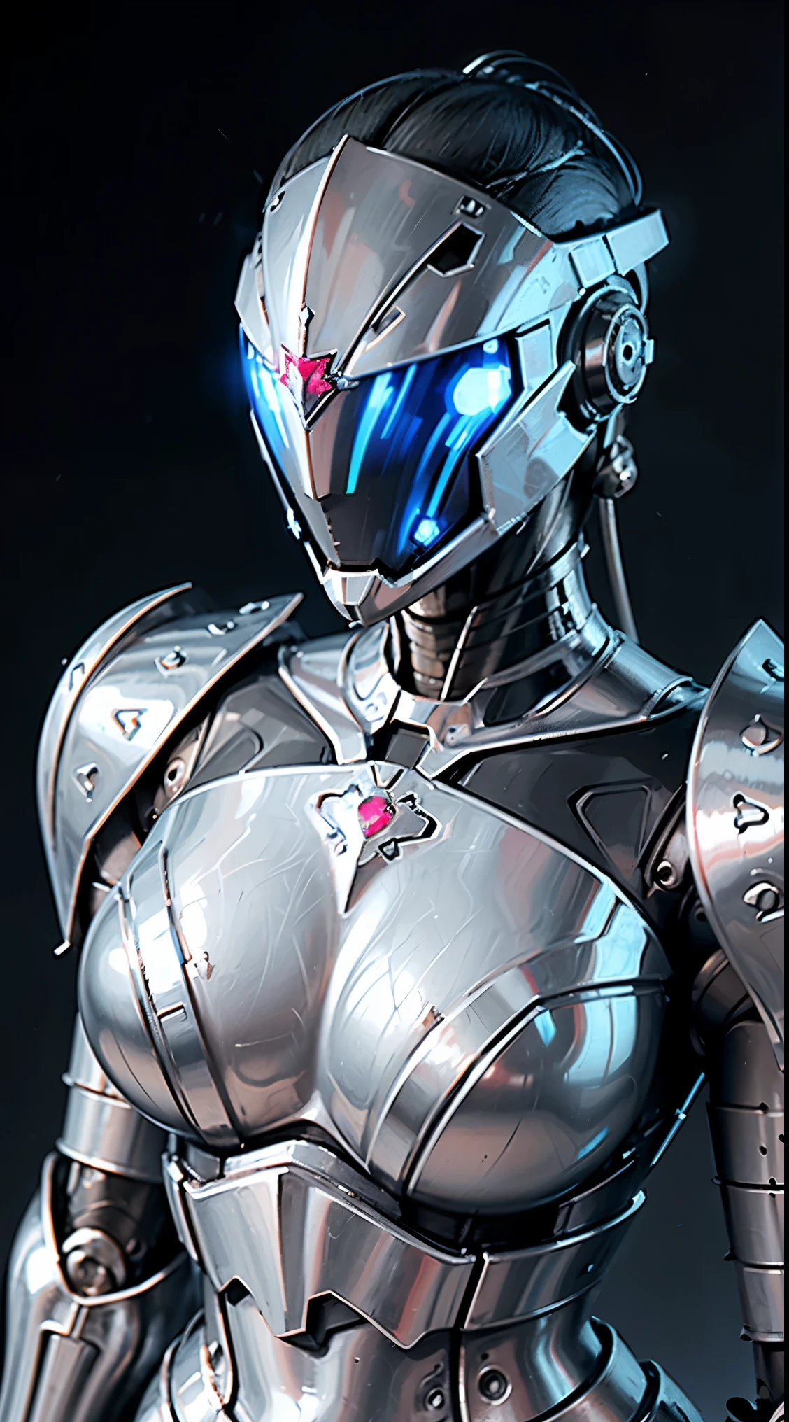 Topic Prompts "atomic heart, mechanical girl" as follows: atomic heart,mechanical girl,(((Wear metal that completely covers your face))), Inorganic, cloudy eyes, Close-up of a woman in a blue suit with spikes on her chest, gynoid cyborg body, super detailed female android, gynoid body, pop up parade figures, cyber japan style armor, shiny plastic armor, blue cyborg, cyber japan armor, Girl designed by Hajime Sorayama, Hajime Sorayama&#39;s style
