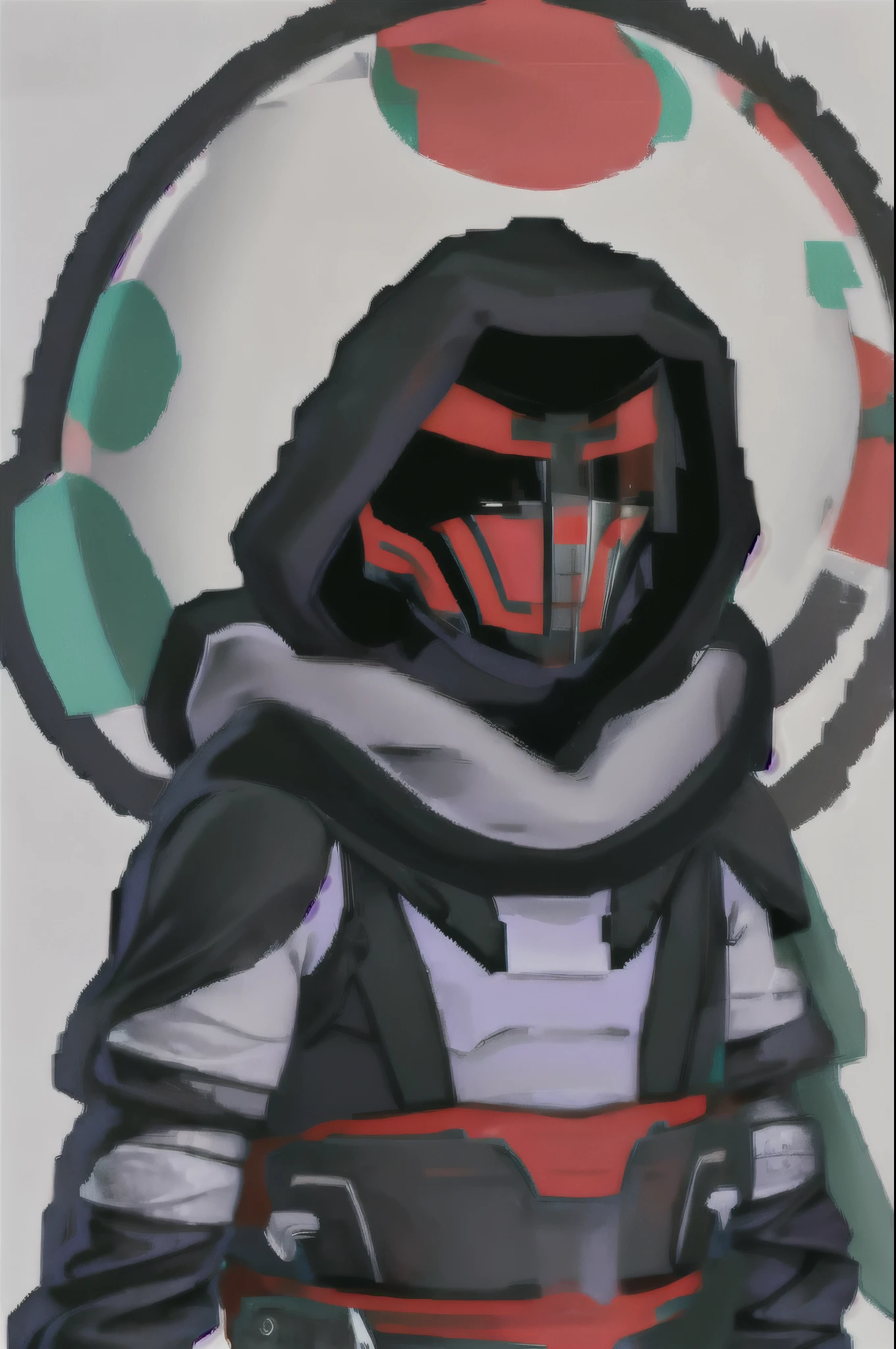 Revan Armor
Mask
Hood simple background, full body, , solid oval eyes, outline