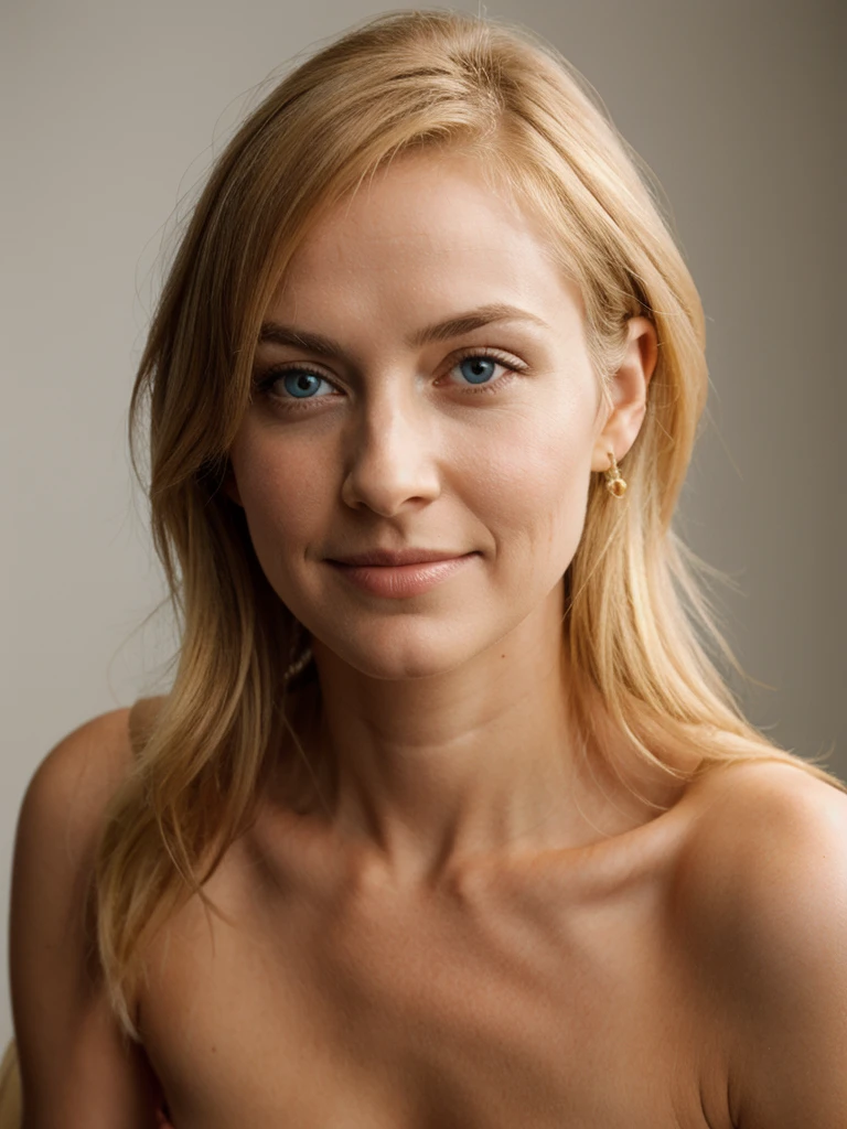 From side, Charming young blonde portrait