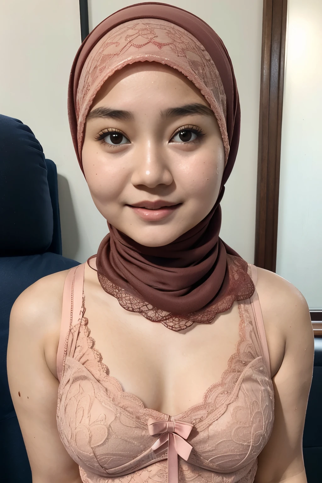 ((Open mouth)),  singlet (((HIJAB MALAY GIRL))), masutepiece, High quality, UHD 32K, Realistic face, Realistic skin feeling , A Japanese Lady, 8 yeaery cute and baby-like face, (((FLAT CHEST))), (MATRIX WORLD), ((look In front  at the camera and SADNESS)), ((())), (((CUTE GIRL))), ((BROWN LIPS)), ((LIGHT RED LACE)), ((CHUBBY)), (undress, bra,