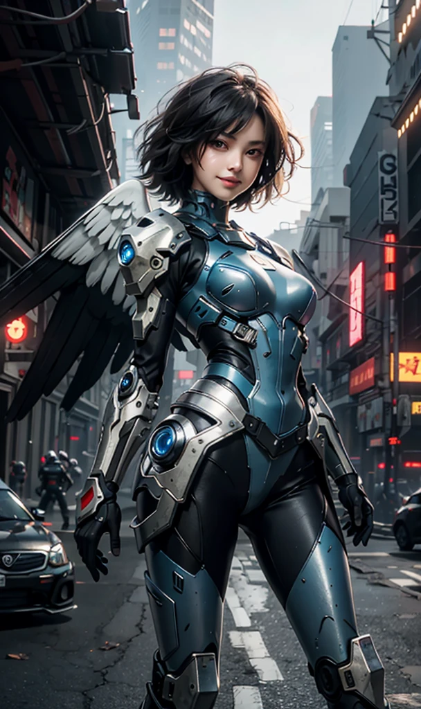 masterpiece,(bestquality),highlydetailed,ultra-detailed,1girl,(mechanicalwings:golden,glowingeyes:blue,silverarmor:1.2,elongatedears:0.8),(cyberpunkcity:1.5,weapon:energyblade),(fantasylandscape:1.2,natural lighting:1.5,confidentexpression),(panorama:1.2),mecha, smile,angle,Angels, wings,