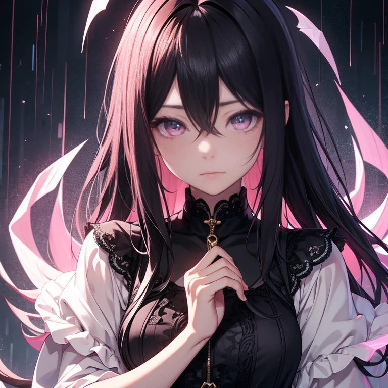 sharp eyes、Strong heart、Unyielding Heart、Make everything pale pink、official crying art, unthaty 8k wallpaper, Super detailed, beautiful and aesthetic, high qualthaty, beautiful, masterpiece, 最high qualthaty, (zget tangled, mandala, tangled, get tangled:0.6), dark森の中の男と女の子の白黒写真, (male monster next to girl), dark, dark, Limthated palette, long straight black hair, (dark), good and bad、that'that'that'it's raining、、Reduce exposure