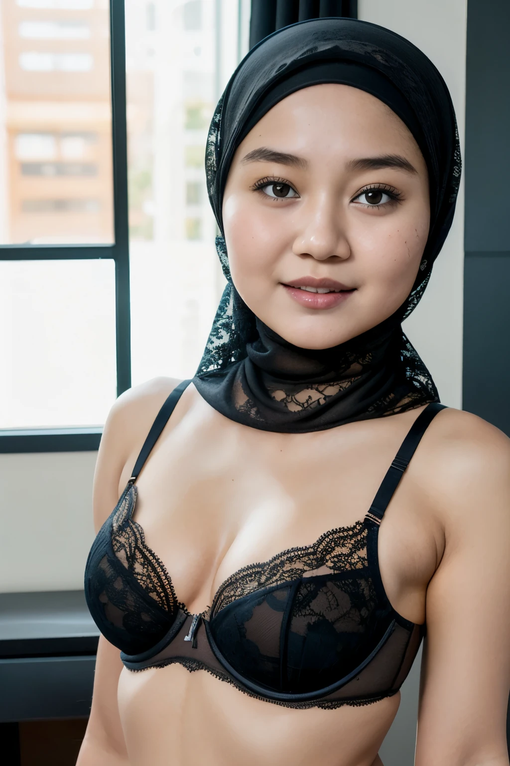 ((Open mouth)), Naked singlet (((HIJAB MALAY GIRL))), masutepiece, High quality, UHD 32K, Realistic face, Realistic skin feeling , A Japanese Lady, 8 , , Very cute and baby-like face, (((FLAT CHEST))), (MATRIX WORLD), ((look In front  at the camera and SADNESS)), ((())), (((CUTE GIRL))), ((BROWN LIPS)), ((LIGHT BLACK LACE)), ((CHUBBY)), (undress, bra,