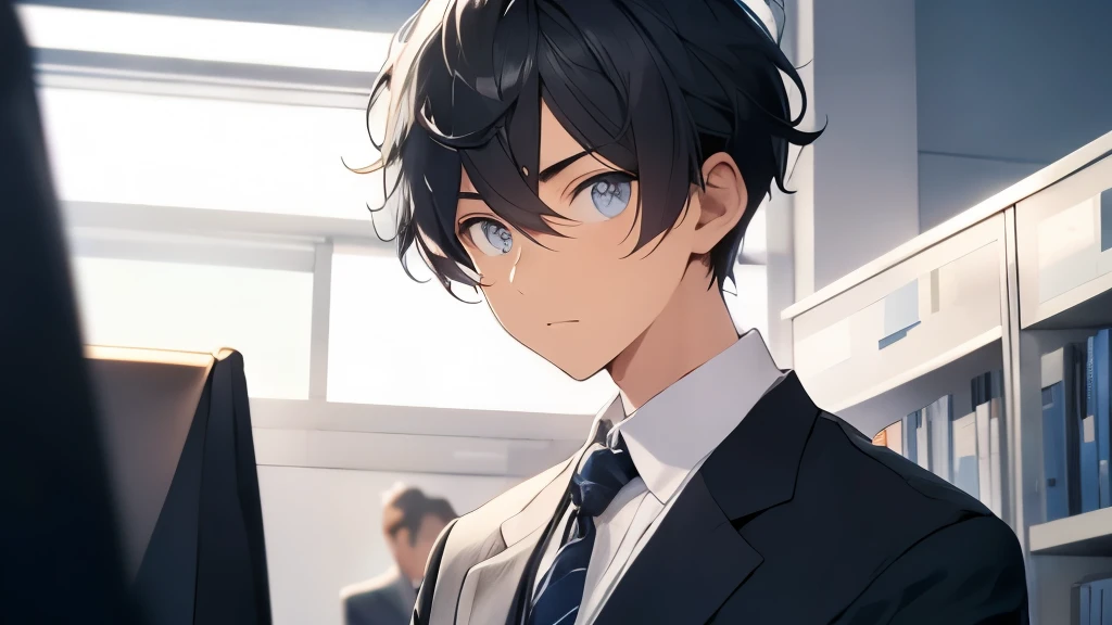 24-year-old office worker、Hair is black、He is tall、eyes are big、Eyes are black、suit figure、Refreshing、Handsome guy