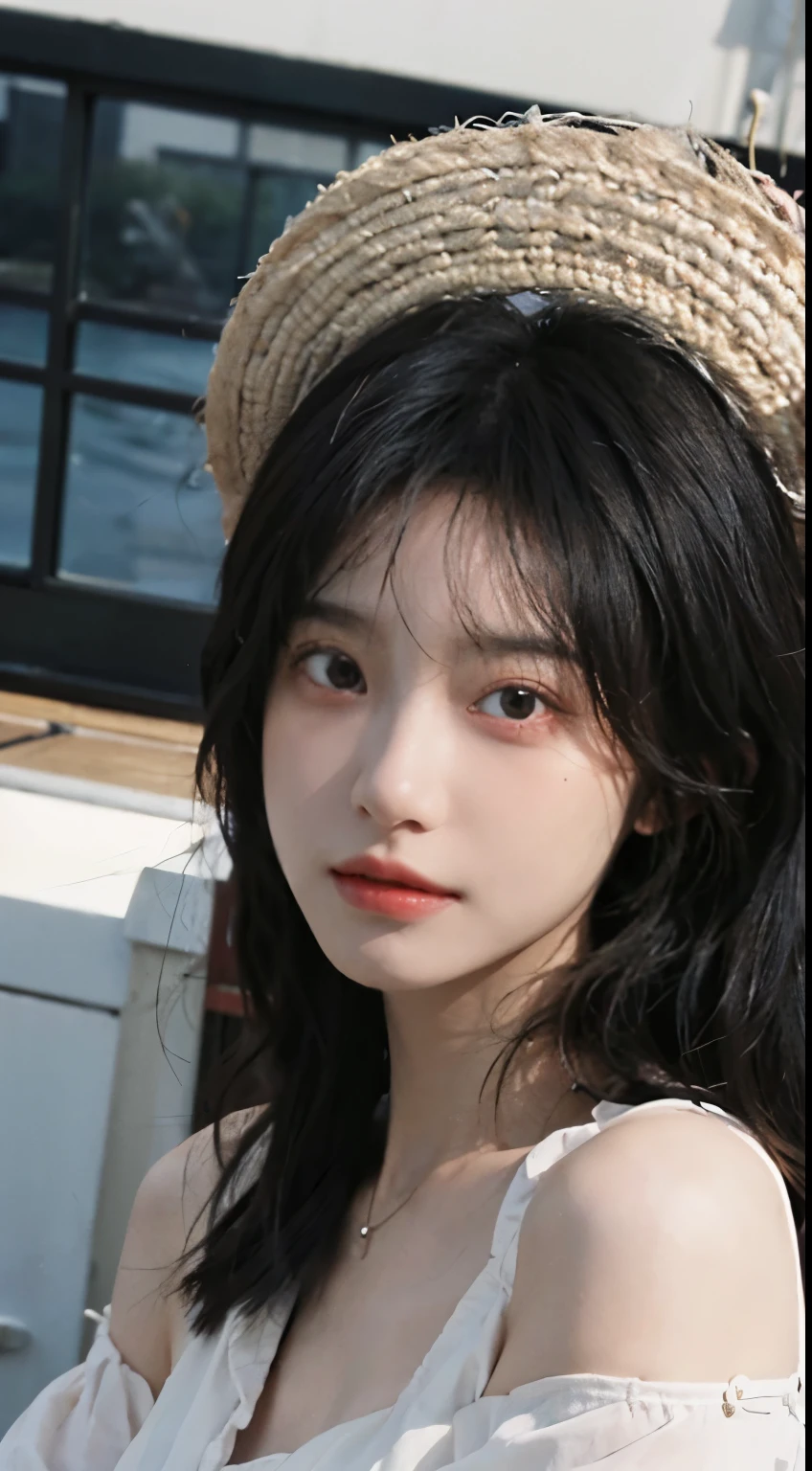 best quality,masterpiece,ultra high resolution,(realistically:1.4),1 girl,big wavy hair,double eyelids,A pair of peach blossom eyes,pure,fair,Stunner,necklace,Lovely,Skin white and translucent,Looking directly at the viewer,on the yacht,full of atmosphere,pure,red dress:1.8,(upper part of body:1.4),There is light on the face, movie lighting,illustration, Very detailed,Level verbose, High resolution, Very detailed, best quality, masterpiece,Highly detailed facial and skin textures,surreal,Super real photos,Beautiful and delicate eyes,Very detailed CG unified 8k wallpaper,(masterpiece),(best quality),(Super detailed),(Super real photos),(Best character details:1.36)