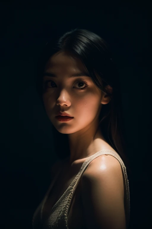 Best quality, masterpiece, ultra high res, (photorealistic:1.4), raw photo, 1girl, in the dark, deep shadow, low key, cold light