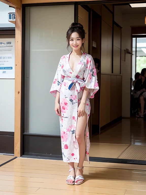 1topless、show nipples、emphasize the chest、show thighs、clavicleを見せる、(Panties with a floral pattern arranged in a yukata style)、young 小柄なwoman、、 woman、there are people around、indoor、office、crowd、there are people around、Being seen by people around you、、stand up straight、smile、real 2,3、bun hair、short hair、very slim figure、17 years old 1:3、photograph、clavicle、look at the camera、、Angle from the front、(full body description)The whole body is displayed from head to toe、smile、Wear flip-flops、Panties are showing、Camera position that captures the whole body, including shoes、Height is 150cm、The camera shows your whole body、indoor、Yukata Festival、beautiful posture、No bra、No panties、topless、beautiful skin、there are people around、Being seen by people around you、、indoor、office、