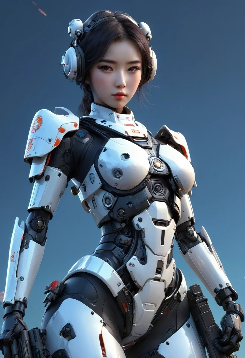 Wearing a futuristic suit、Araf woman with gun in hand, Mecha cyber armor girl, Mechanized female soldier, cgsociety and fenghua zhong, perfect android girl, cute robot girl, Cyberpunk anime girl mecha, Female mecha, Beautiful girl, girl, Wojtek FUS, portrait armored astronaut girl, Mechanized Valkyrie