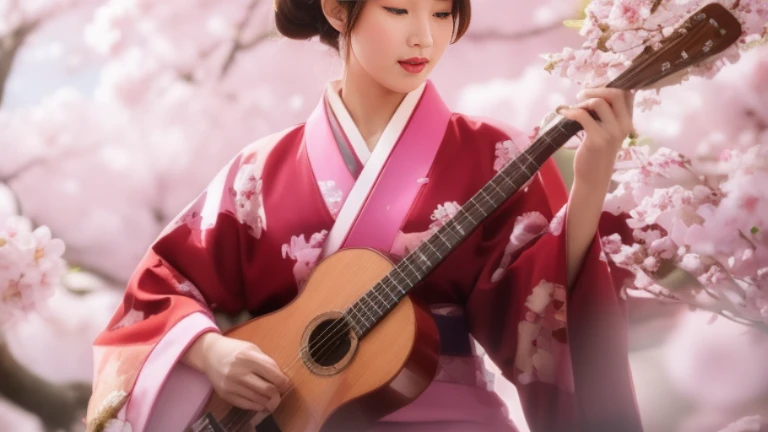 beautiful japanese woman、luxury kimono、elegant、beautiful features、well-groomed hair、(highest quality、8K、32k、masterpiece、nffsw:1.3)、(Photoreal:1.4)、realistic:1.2,RAW photo、Sunlight backlight adds depth to the screen、Depth of the bounds written、laughter、cherry blossom background,blurred background、accurate hand depiction