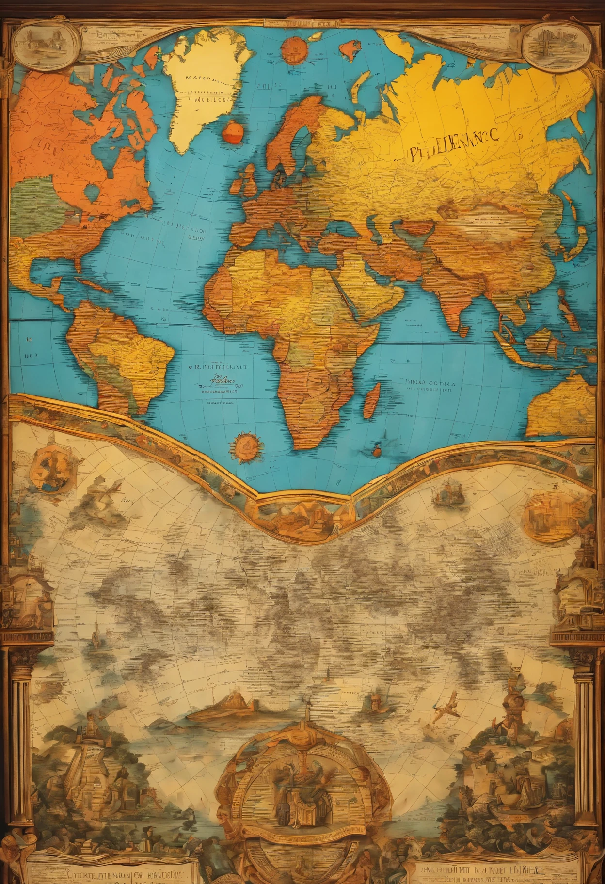 Create an image of the world map that says work of Evans José liriano #16 4thA and below say Professor Hamilk and above that say Polytechnic teacher Melida Altagracia Baez



