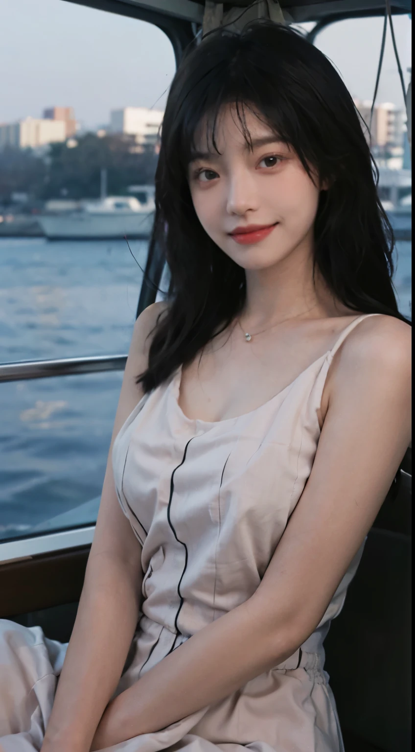 best quality,masterpiece,ultra high resolution,(realistically:1.4),1 girl,big wavy hair,double eyelids,A pair of peach blossom eyes,Raised sexy,Fair and translucent skin,looking directly at the viewer,on the yacht,full of atmosphere,Cleavage is very attractive,,(red dress:1.8),(upper part of body:1.4),Stunning beauty and perfect figure,Her appearance is as intoxicating as a work of art。On the tall and beautiful forehead,The slender eyebrow arch gently outlines her unique temperament。The eyes are as bright as the stars,crystal clear,Shimmering with wisdom and mystery。
She has a thin and straight nose bridge,Replenish delicate, small lips,The slightly upward angle makes people fall into her world。Her chin is long and gentle,Smooth lines,Added firmness and confidence to her face。
That flawless skin is as transparent as glass,Exuding health and radiance。touch her skin,it'Like touching delicate and smooth silk。Her face has soft lines,without any defects,Perfectly showing her purity and elegance。
Her hair is like a black waterfall,Thick and shiny,hang gently on shoulders。Whether it’s a tied up bun or long, loose hair,All give people an elegant and charming feeling。She wears a pair of delicate earrings on her earlobes,it further highlights her nobility and magnificence。
Beautiful figure, perfect figure and tall figure,alluring curves。The slender and well-proportioned figure outlines a perfect S-shaped curve,Show her elegance。Slender waist and faintly visible collarbones,it sets off her elegant temperament。Slender and straight legs exude confidence and strength,Every move exudes stage charm。
这位Stunning beauty and perfect figure,Her appearance and figure seem to come from a fairy tale fairyland。Her beauty is stunning,like a shining light,Illuminated the whole world。No matter which angle you look at,She exudes irresistible charm and charming aura。