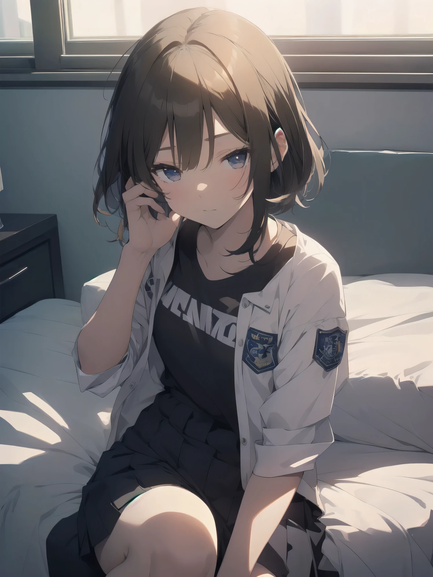 1girl,anime_coloring,black_eyes,black_gloves,brown_hair,choker,earrings,gloves,jewelry,mailbox,parody,short_hair,angry,solo,style_parody, / lying_down,pcmisora,(best_quality,4k,8k,highres,masterpiece:1.2),ultra-detailed,(realistic,photorealistic,photo-realistic:1.37),HDR,UHD,studio_lighting,ultra-fine_painting,sharp_focus,physically-based_rendering,extreme_detail_description,professional,vivid_colors,bokeh