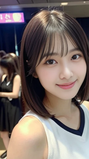 A 20-year-old woman with the cute face of an idol who looks . Gentle and cute Please smile kindly Bust is larger In underwear Resort hotel bedroom late night dark room good night Raw photo real genuine real life No copyright notice
