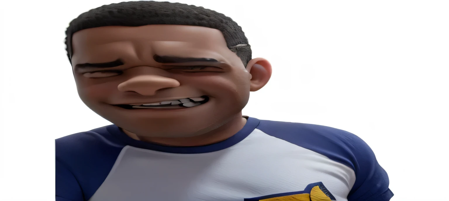um close de uma pessoa com uma banana na camisa, Ronaldo Nazario fenomeno, apertando os olhos, fazendo careta, imagem frontal, Baby, caio santos, sorrindo, mas tem temperamento, Ronaldo Nazario, homem de pele morena com um sorriso gigante, Really funny, realistic facial expression, sorriso irritado, cara de aposta, Drake, o rosto do rapper